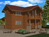 Двухэтажный деревянный дом из бревна